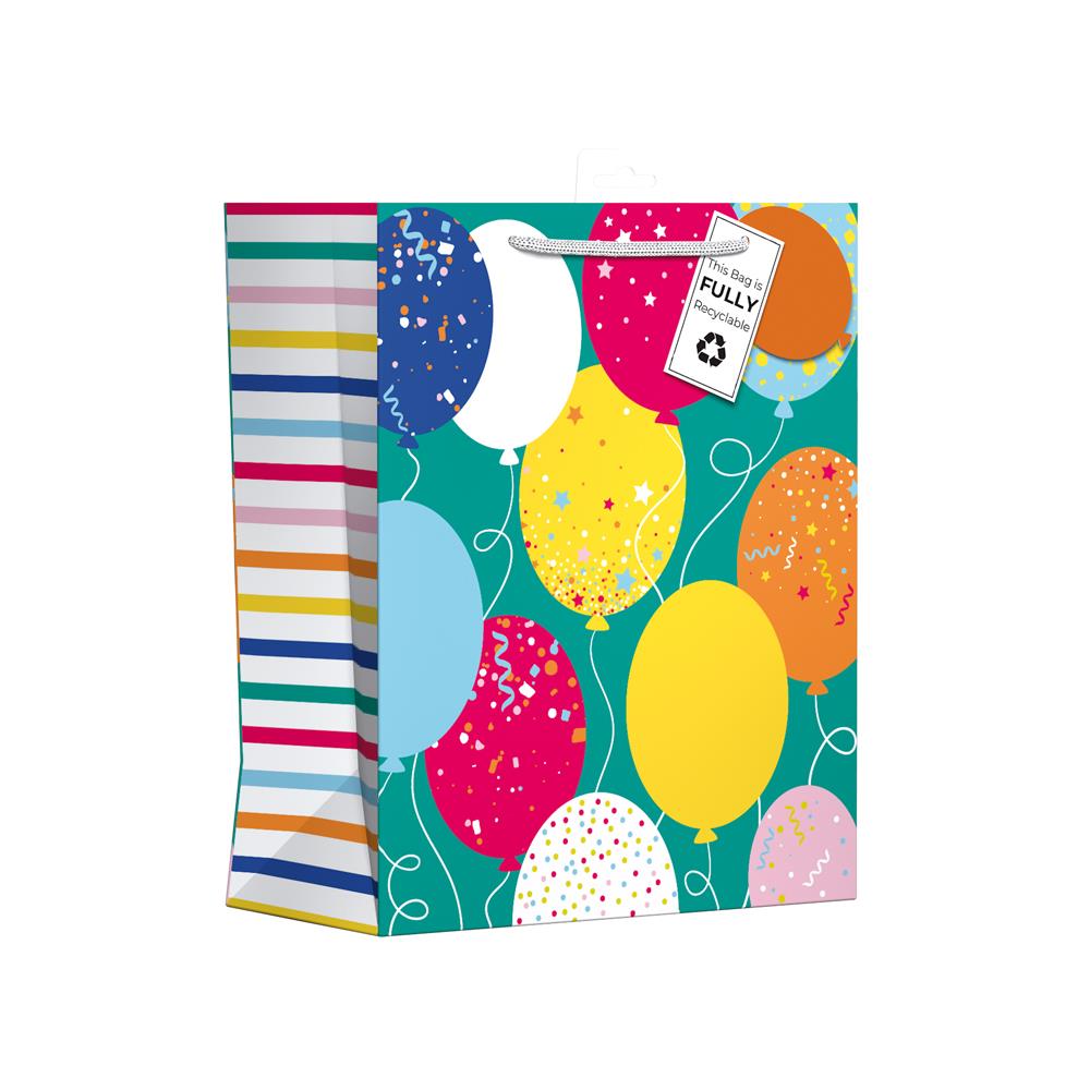 GIFTMAKER PARTY TEXT BALLONS LARGE GIFT BAGS APX 36 X 28 CM. YAPGB21L \\\KD30339