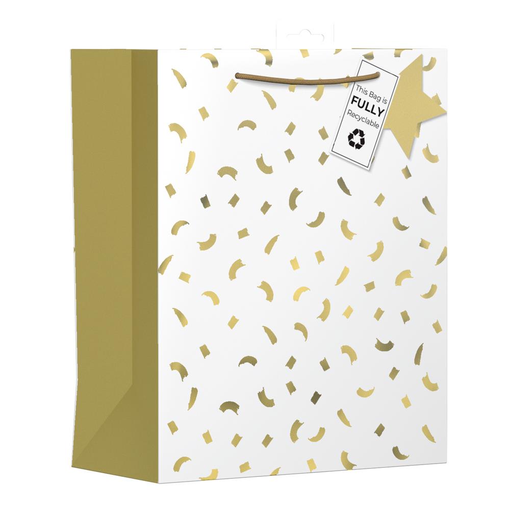 GIFTMAKER GOLD CONFETTI LARGE GIFT BAGS APX 36 X 28 CM. YANGB61L \\\KD30341