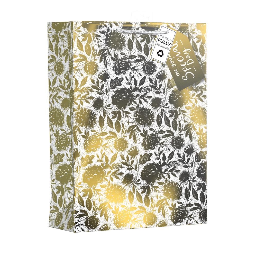 GIFTMAKER FLORAL FOIL EXTRA LARGE GIFT BAGS APX 47 X 33 CM. YAPGB13X \\\KD30344