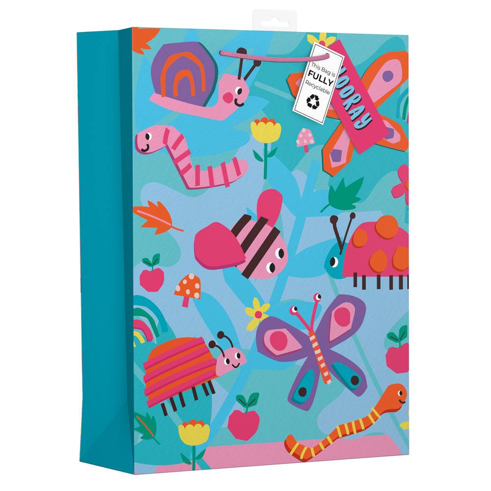 GIFTMAKER DECOUPAGE INSECTS DESIGN EXTRA LARGE GIFT BAGS APX 47 X 33 CM. YANGB30X \\\KD30346