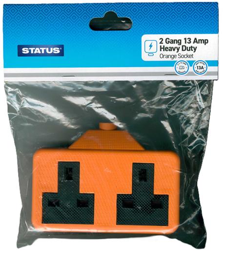 STATUS 2 GANG 13A HEAVY DUTY ORANGE SOCKET. S2G13AORSB6 \\\KD30349