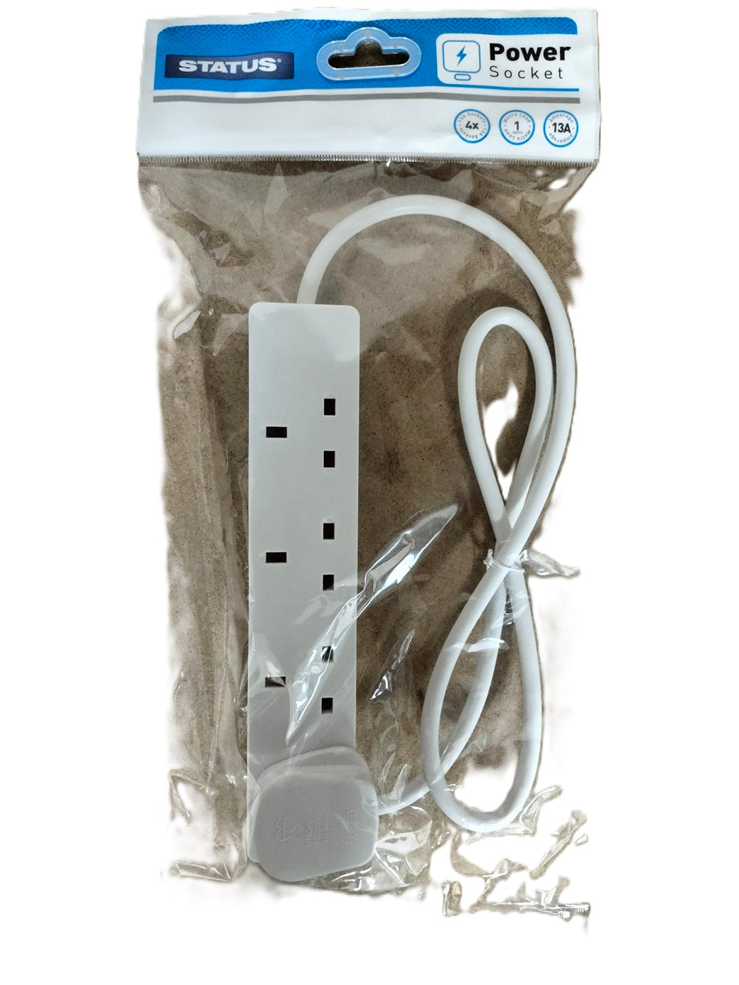STATUS POWER SOCKET 13AMP 4WAY EXTENSION LEAD 1MTR. 4WS1M20 \\\KD30350