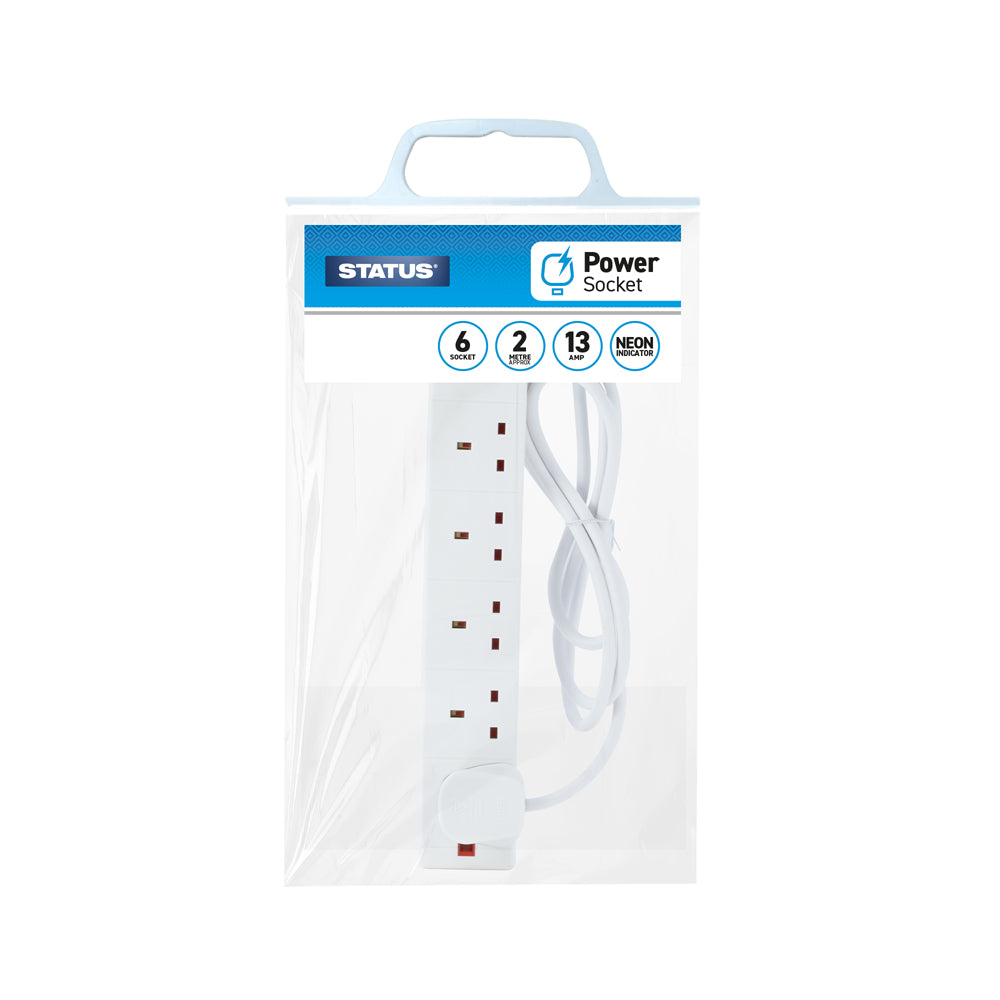STATUS POWER SOCKET 13AMP 6 WAY EXTENSION LEAD 2 MTR. 6WS2MCP20 \\\KD30353