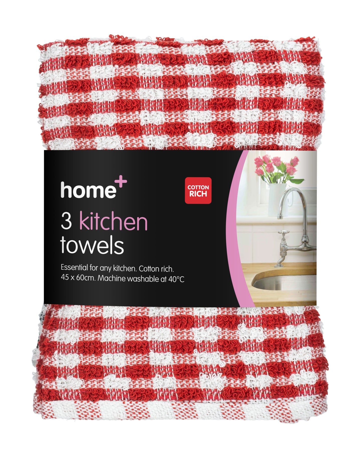 HOME PLUS KITCHEN TOWEL 3/PK ** ASSORTED COLOUR**. Z65704 \\\KD30364
