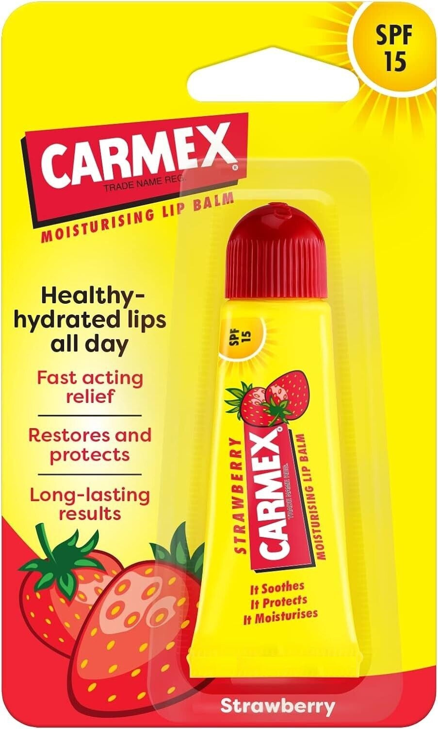 CARMEX MOISTURISING LIP BALM TUBE STRAWBERRY 10GM. KD30375 \\\KD30375