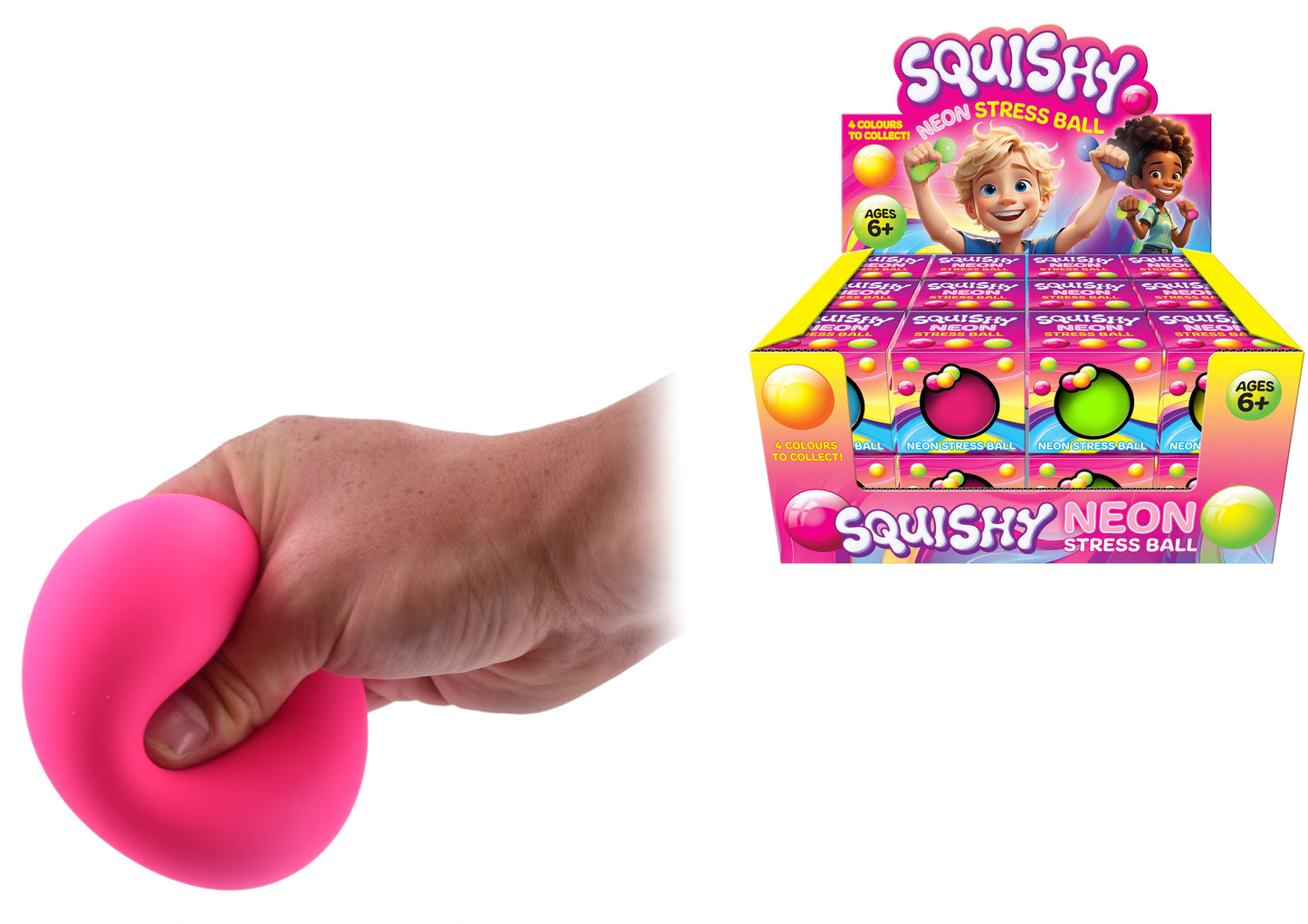 ASSORTED COLOUR NEON  SQUISHY STRESS BALL 6.5CM. TY1220 \\\KD30402