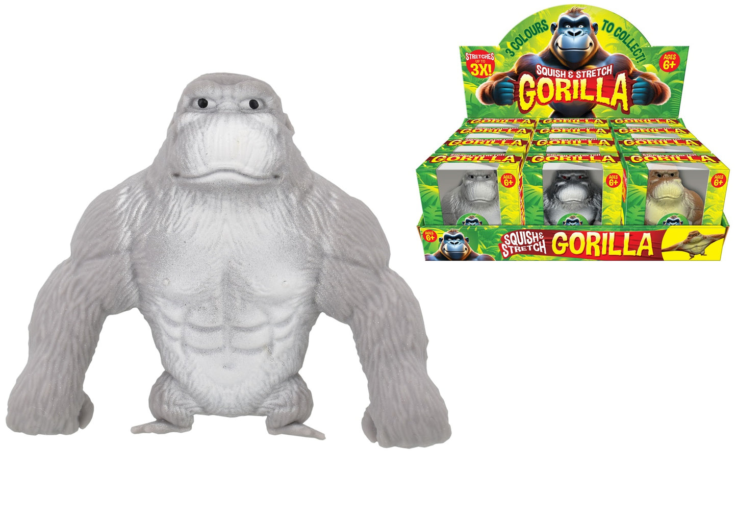 ASSORTED COLOUR SQUISH & STRETCH GORILLA. TY1221 \\\KD30404