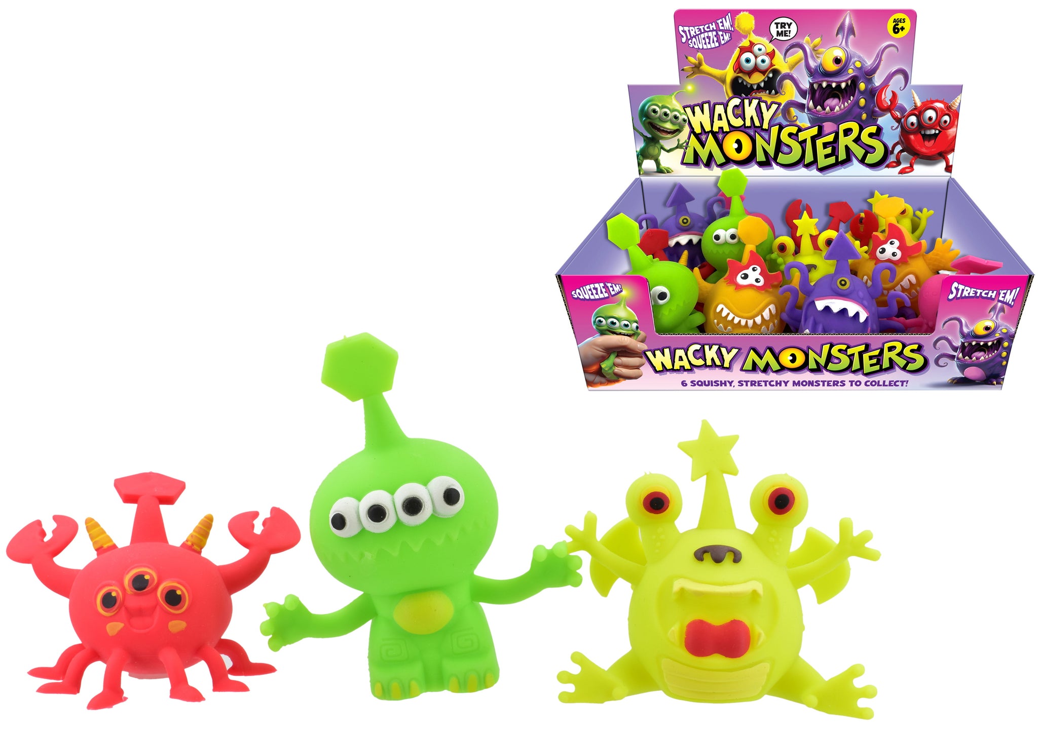 ASSORTED COLOUR & DESIGN SQUISHY WACKY MONSTER. TY1225 \\\KD30407