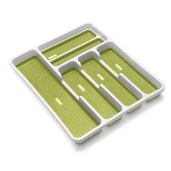 ADDIS WHITE & GREEN ANTI-SLIP KITCHEN CUTLERY DRAWER ORGANISER. 517612 \\\KD30422