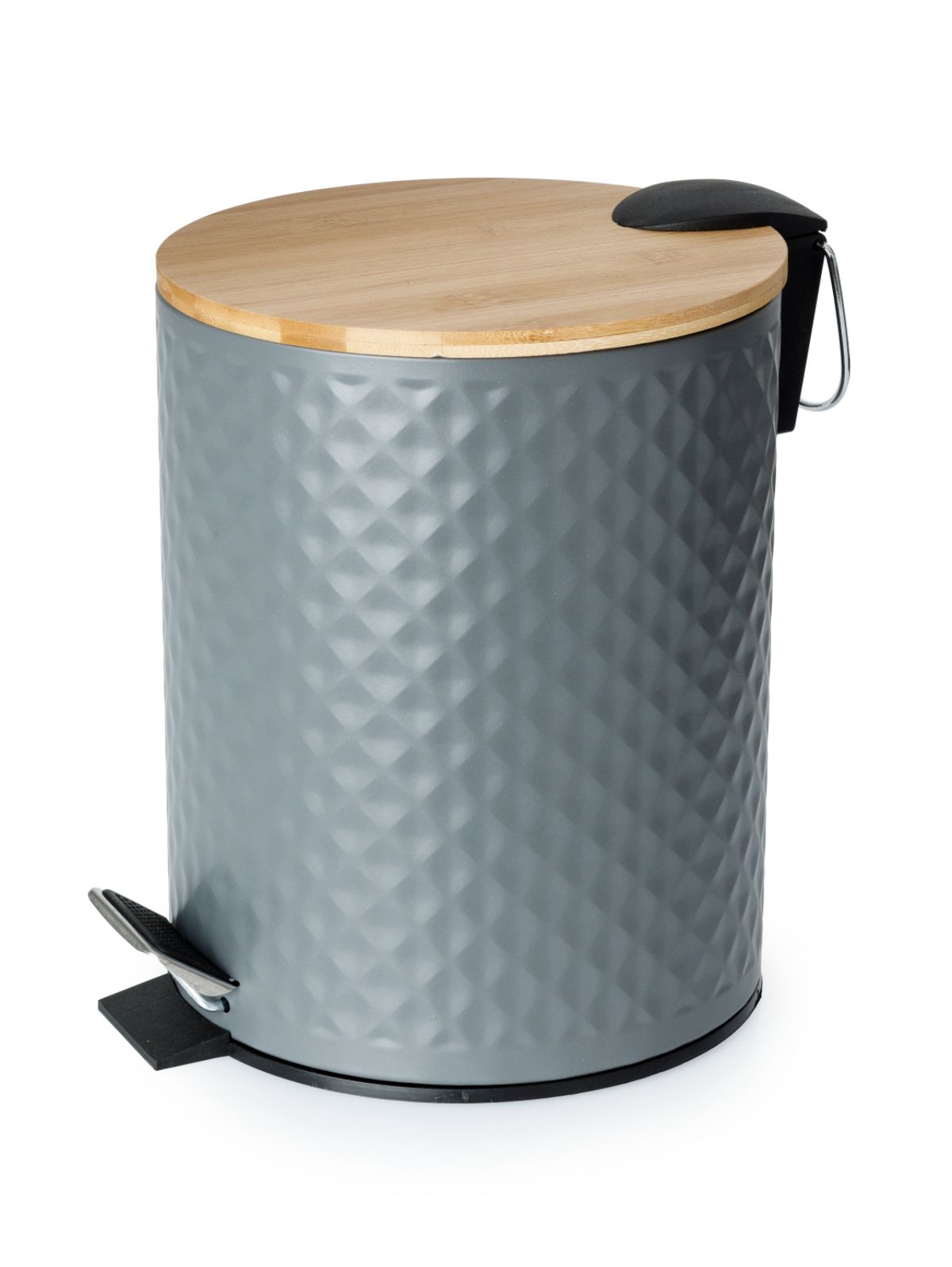 BLUE CANYON STAINLESS STEEL GREY PEDAL BIN WITH BAMBOO LID 5LTR. BA2025GY \\\KD30438