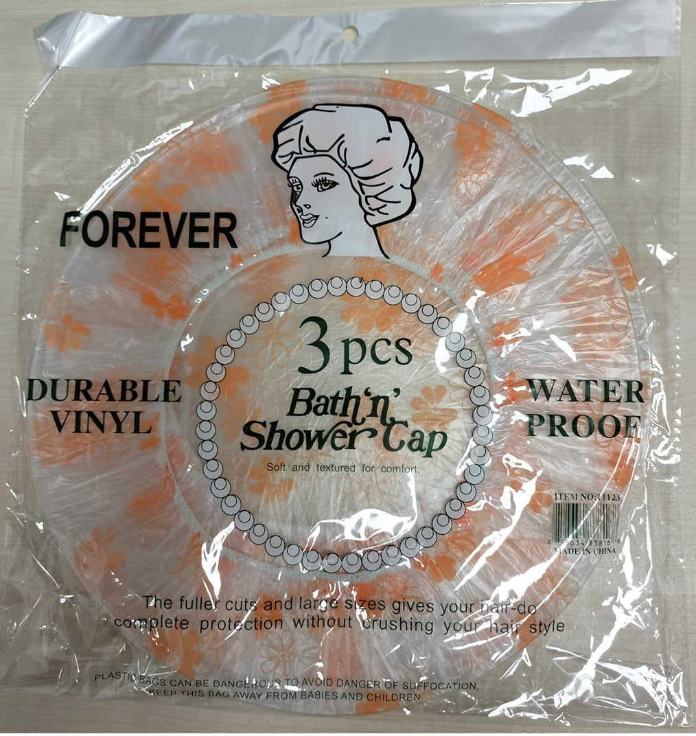 ASSORTED COLOUR SHOWER CAP 3/PK. JL11123 \\\KD30484