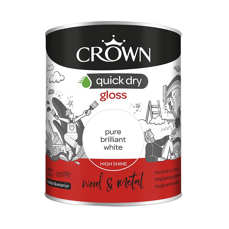 CROWN QUICK DRY GLOSS PURE BRILLIANT WHITE 750ML. 5096940 \\\KD30511
