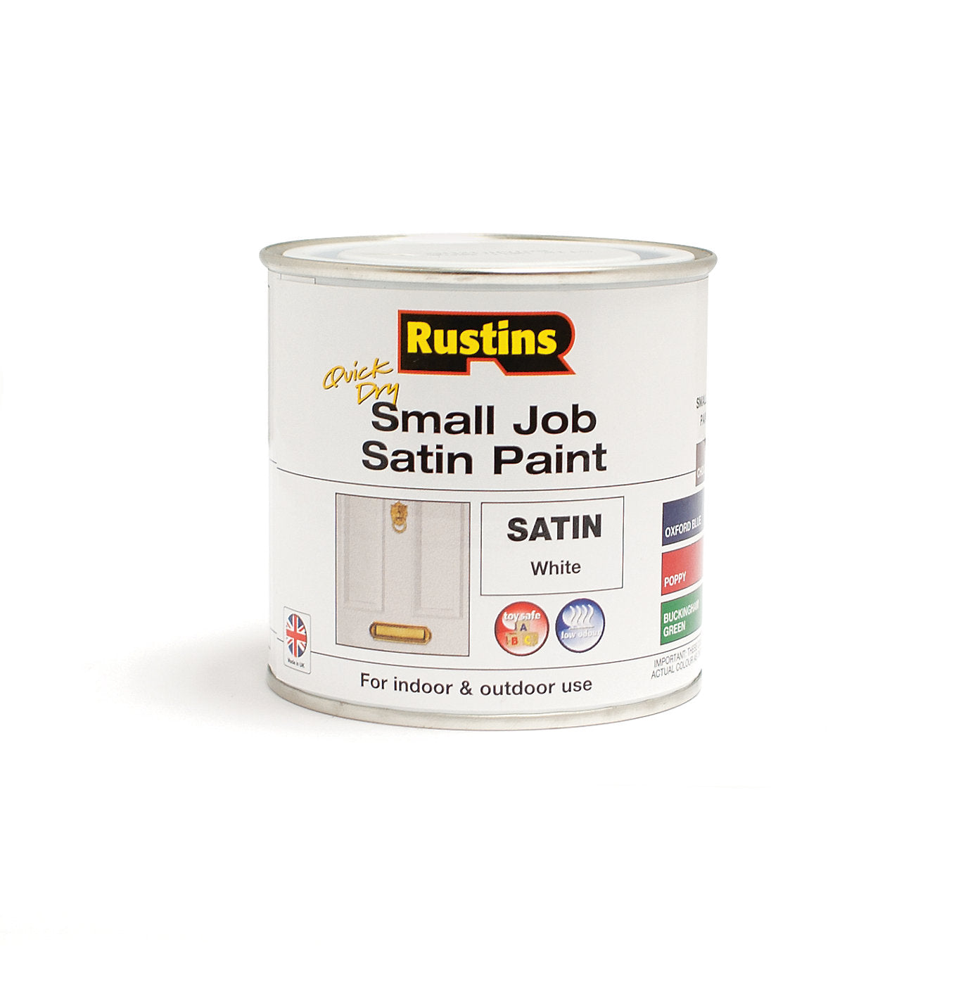 RUSTINS QUICK DRY SMALL JOB SATIN PAINT 250ML - WHITE. SPWHW250 \\\KD30514