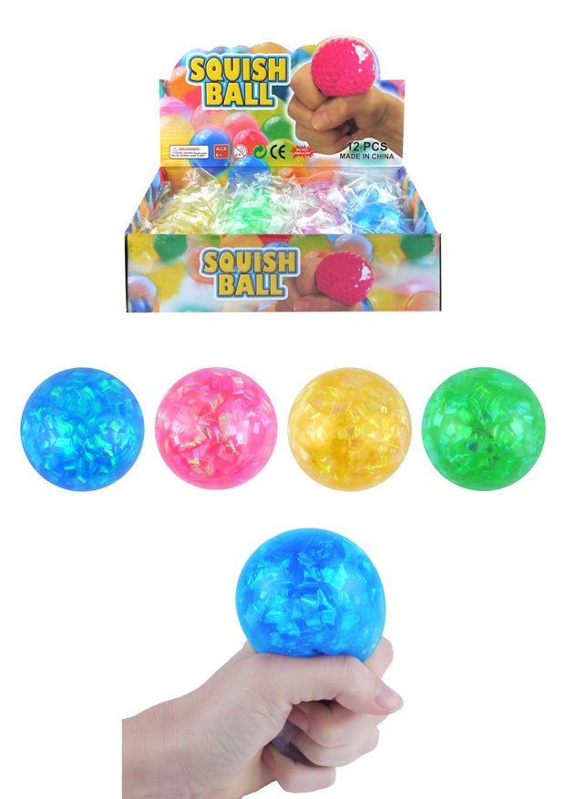 ASSORTED COLOUR SQUEEZE BALL WITH RIBBON STRESS RELIEF 7CM. N51599 \\\KD30623