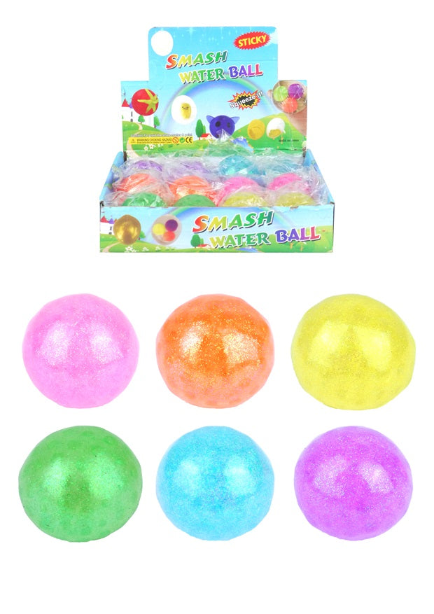 ASSORTED COLOUR  SQUEEZE GLITTER BALL STRESS RELIEF 5CM. N51732 \\\KD30625