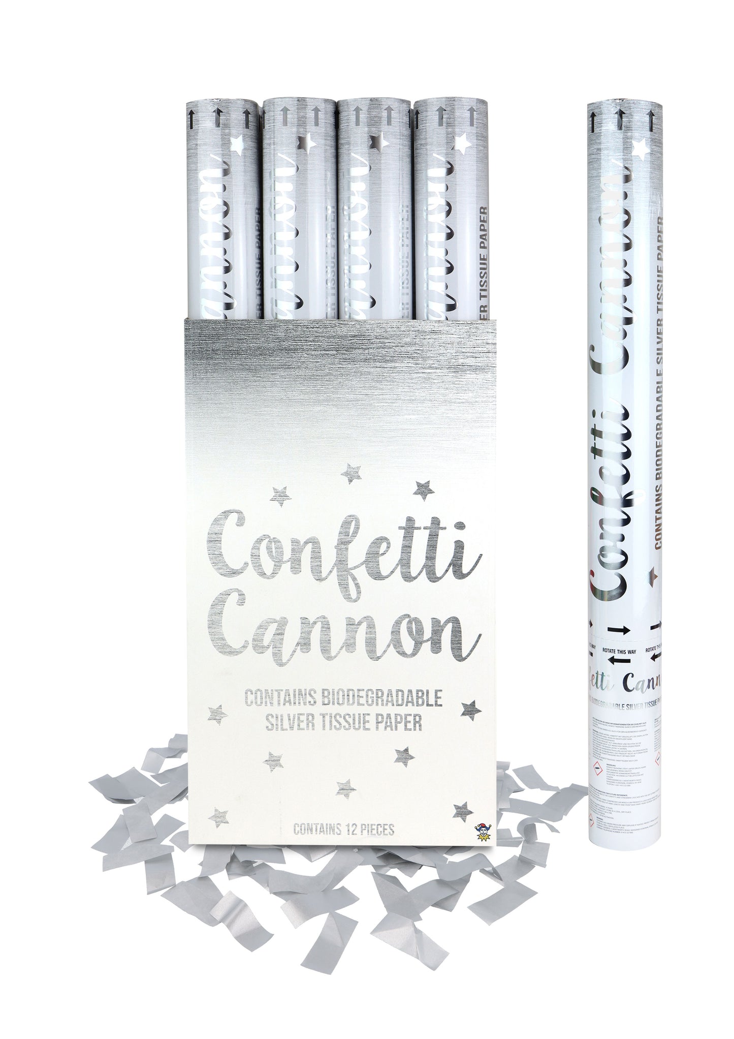 PARTY CANNON CONFETTI SHOOTERS 50CM - SILVER. X38721 \\\KD30664