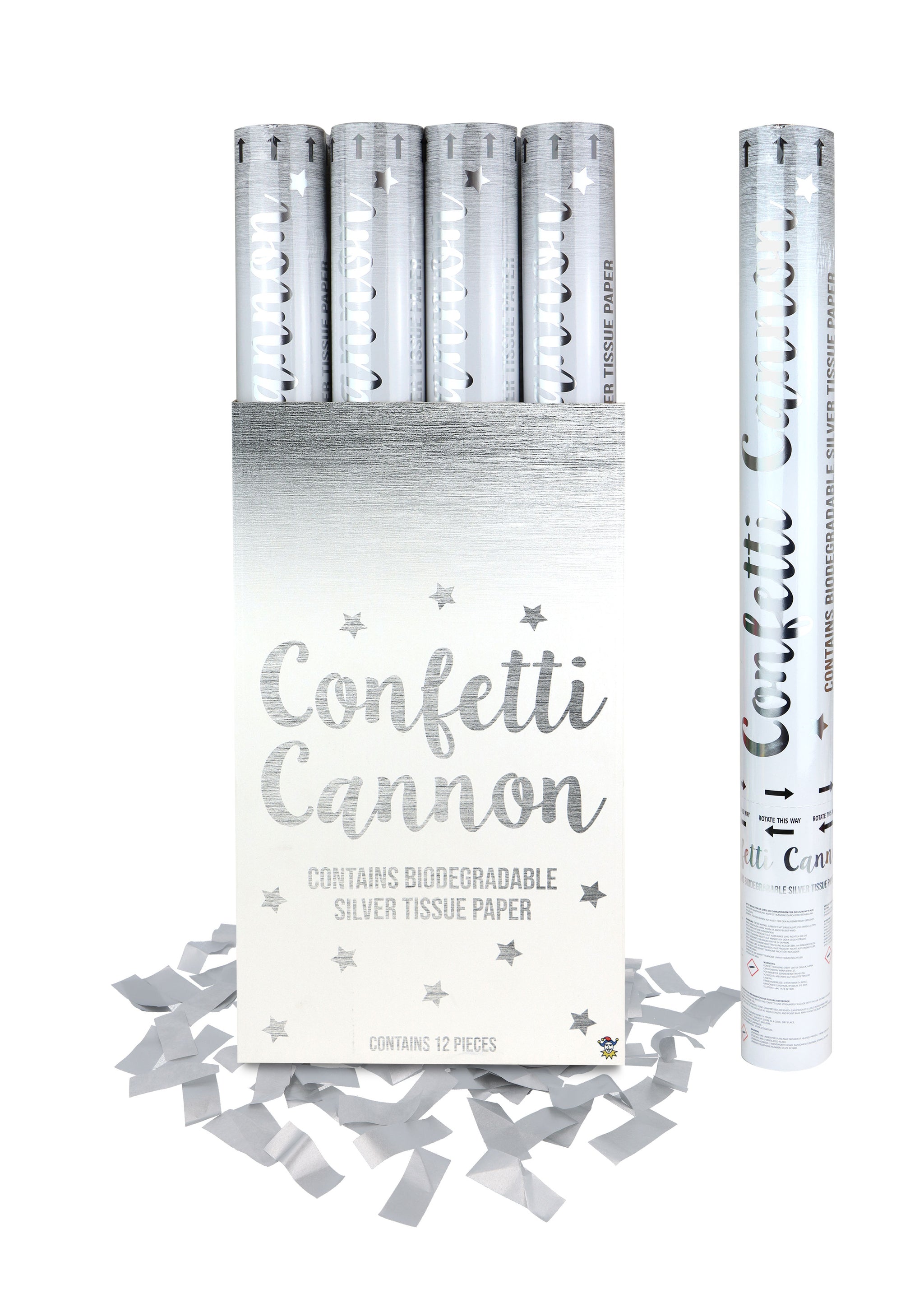 PARTY CANNON CONFETTI SHOOTERS 50CM - SILVER. X38721 \\\KD30664