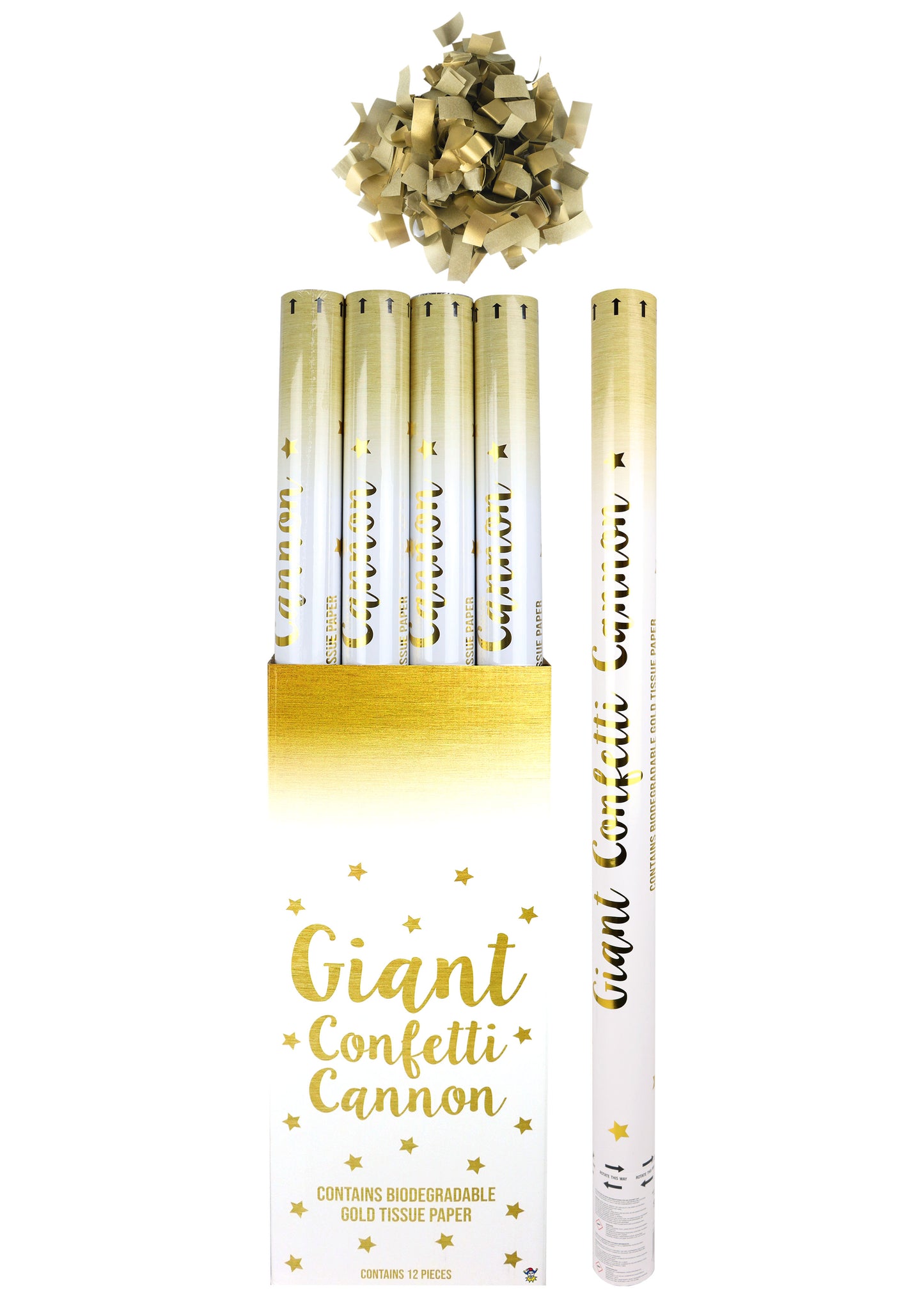 PARTY CANNON CONFETTI SHOOTERS 80CM - GOLD. X38728 \\\KD30666