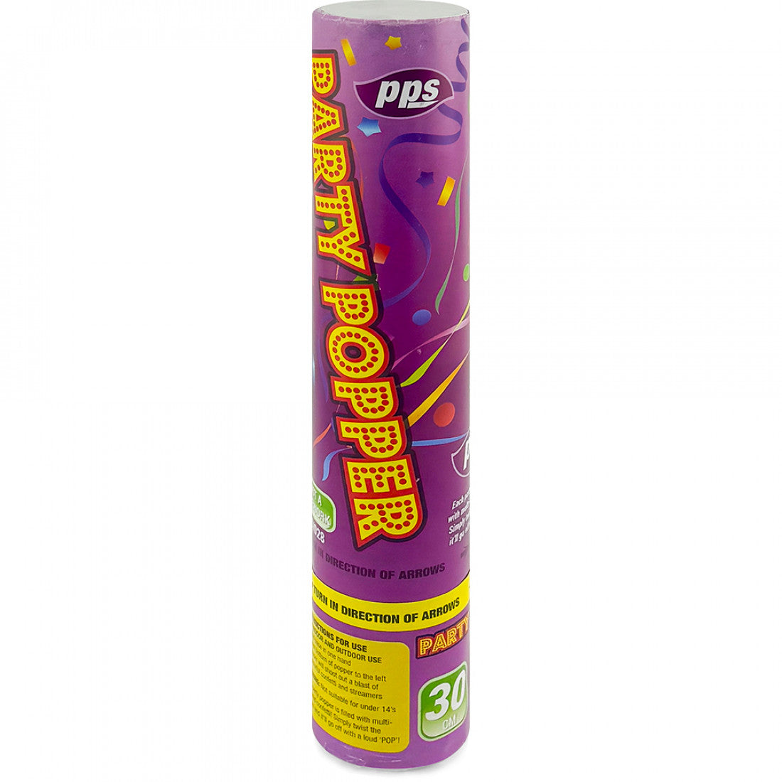 PPS COLOUR CONFETTI CANNON PARTY POPPERS 30CM. PPS80028 \\\KD30694