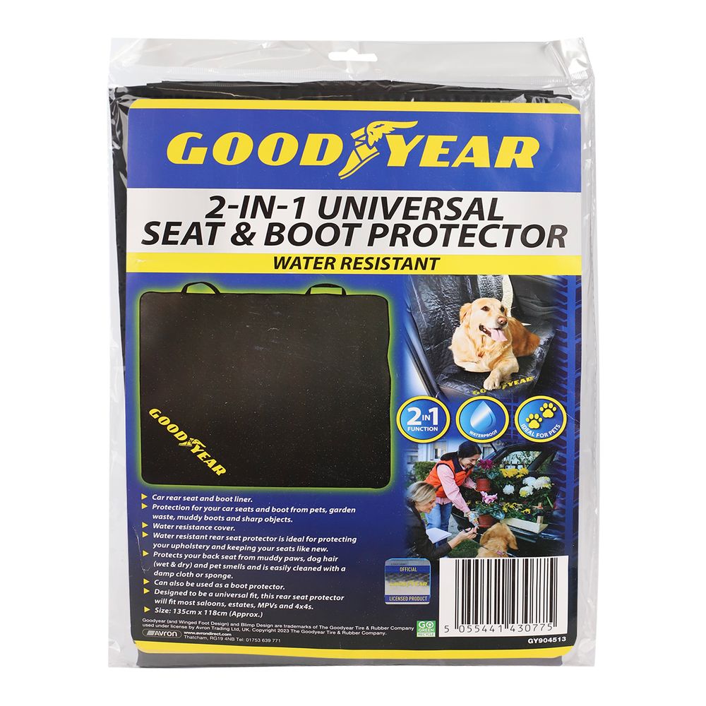 GOODYEAR 2 IN 1 CAR SEAT & BOOT LINER / PROTECTOR COVER 135CM X 118CM. DT904513 \\\KD30704