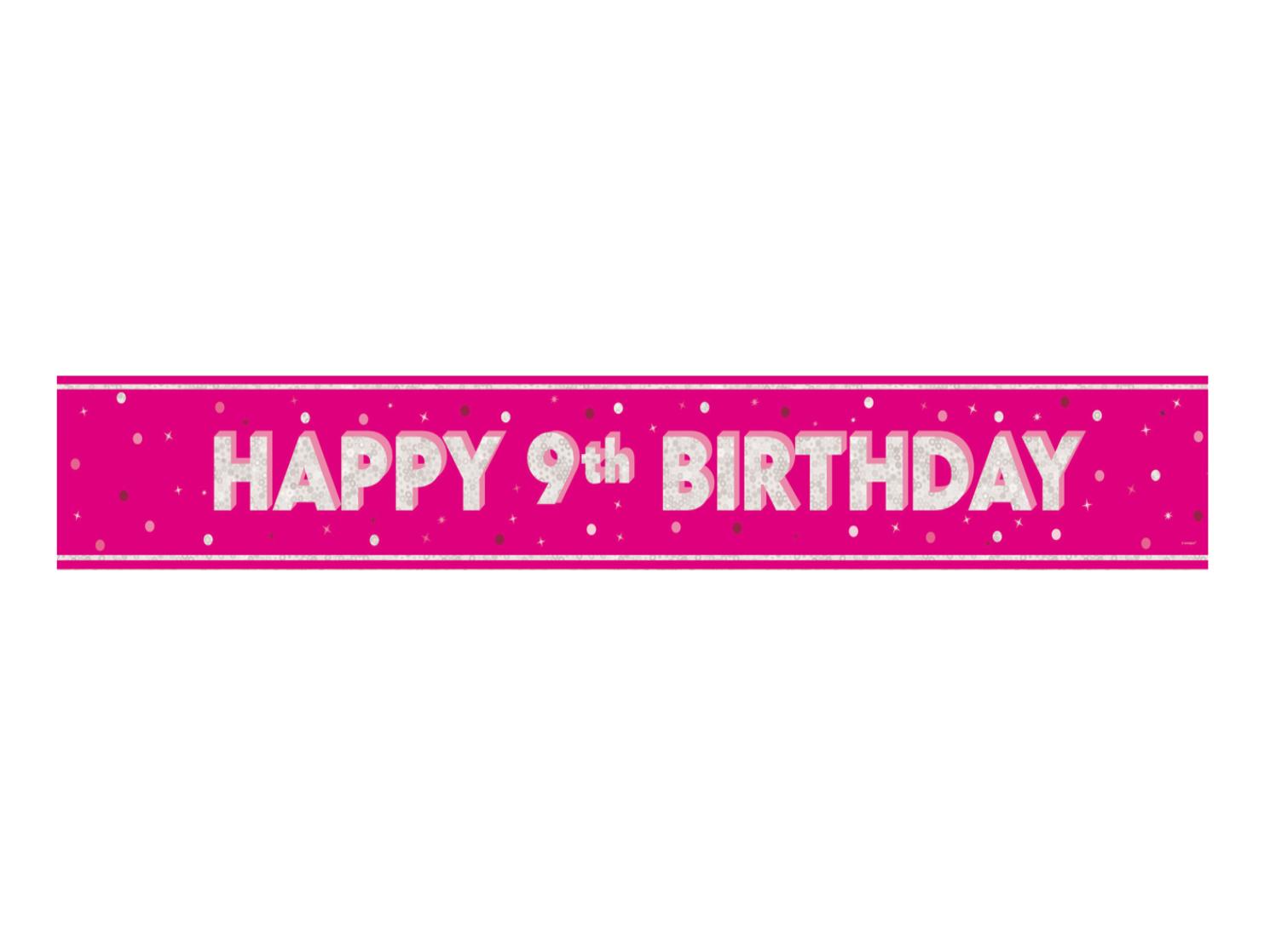 UNIQUE PARTY 9TH BIRTHDAY PRISM FLOORAL PARTY BANNER 9FT - PINK. UNI85966 \\\KD30708