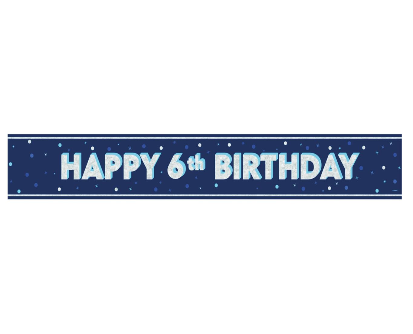 UNIQUE PARTY 6TH BIRTHDAY PRISM FLOORAL PARTY BANNER 9FT - BLUE. UNI85977 \\\KD30709