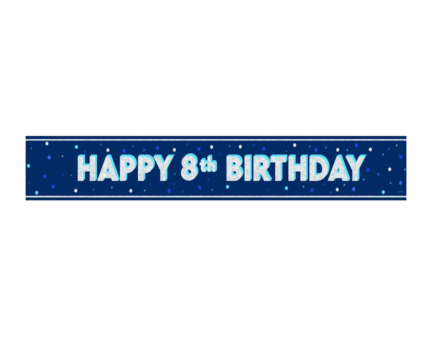 UNIQUE PARTY 8TH BIRTHDAY PRISM FLOORAL PARTY BANNER 9FT - BLUE. UNI85979 \\\KD30710