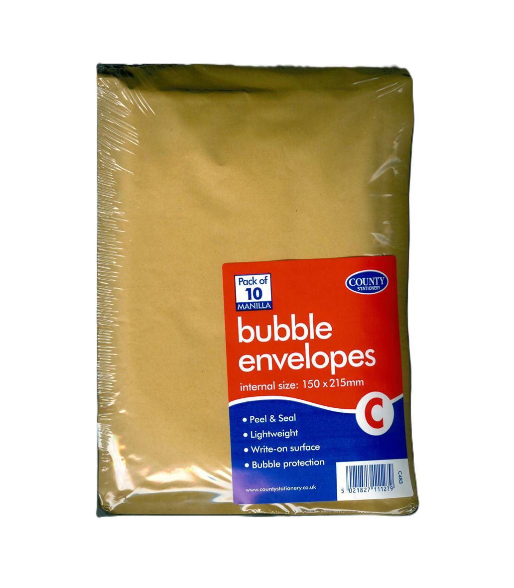 COUNTY GOLD BUBBLE ENVELOPES C 150MM X 215MM 10/PK. C483 \\\KD30731
