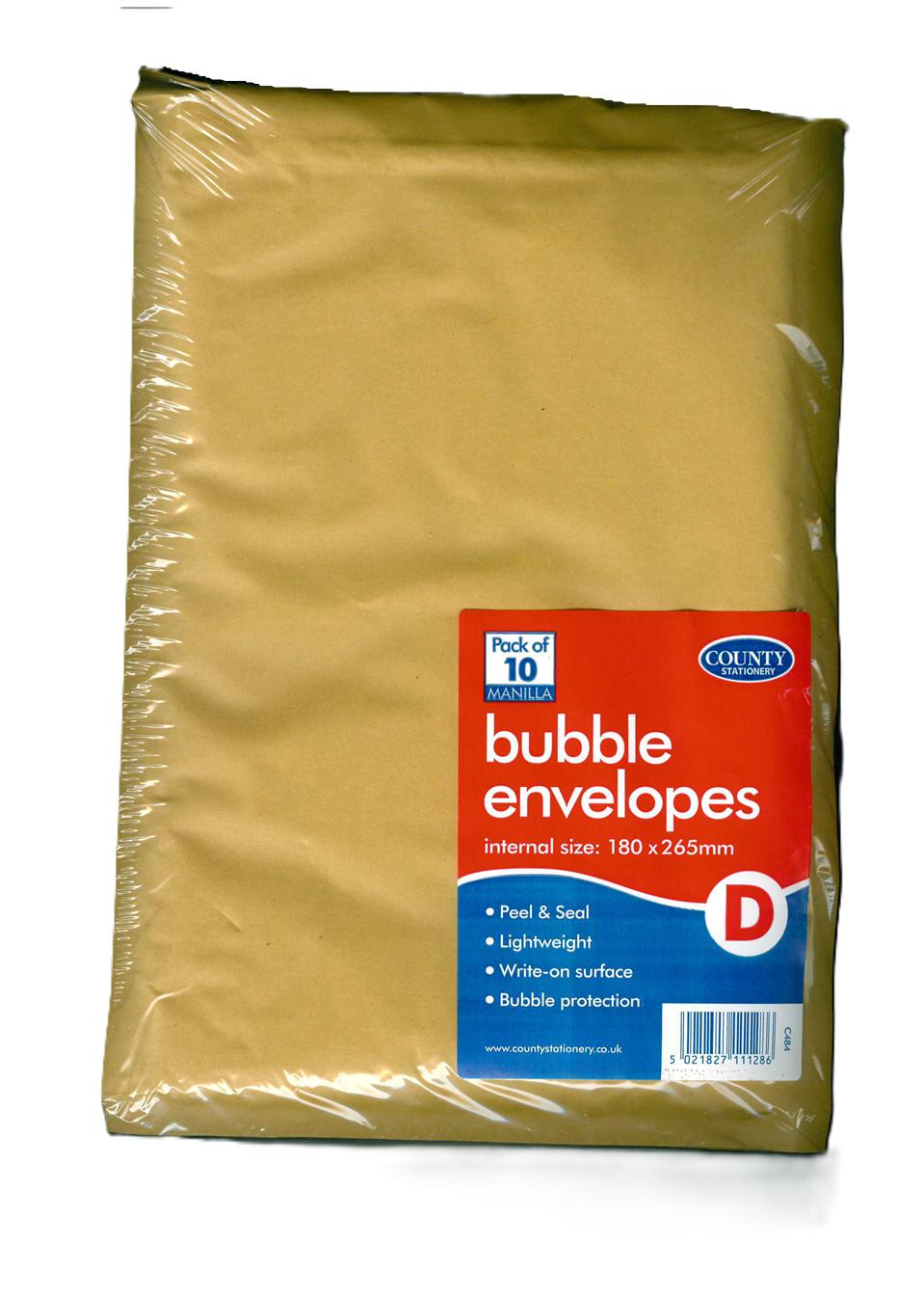 COUNTY GOLD BUBBLE ENVELOPES D 180MM X 265MM 10/PK. C484 \\\KD30732