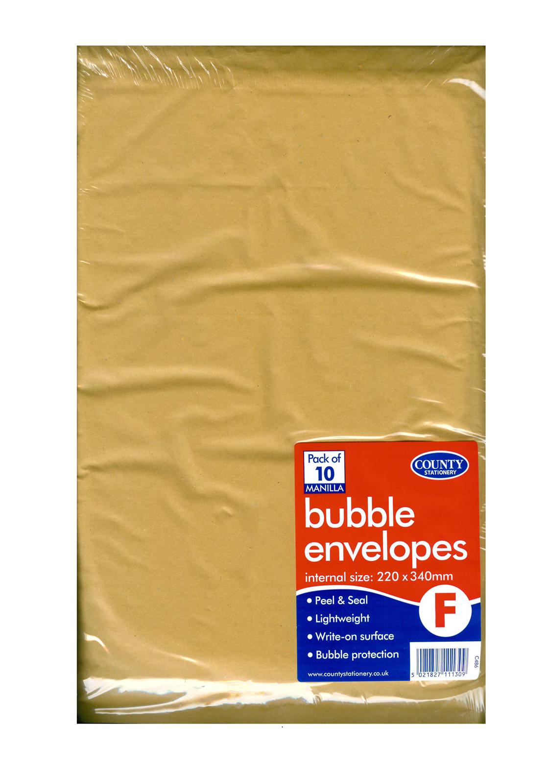 COUNTY GOLD BUBBLE ENVELOPES F 220MM X 340MM 10/PK. C486 \\\KD30734