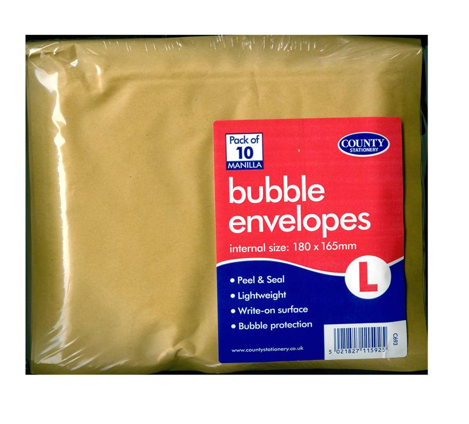 COUNTY GOLD BUBBLE ENVELOPES CD 180MM X 165MM 10/PK. C693 \\\KD30739