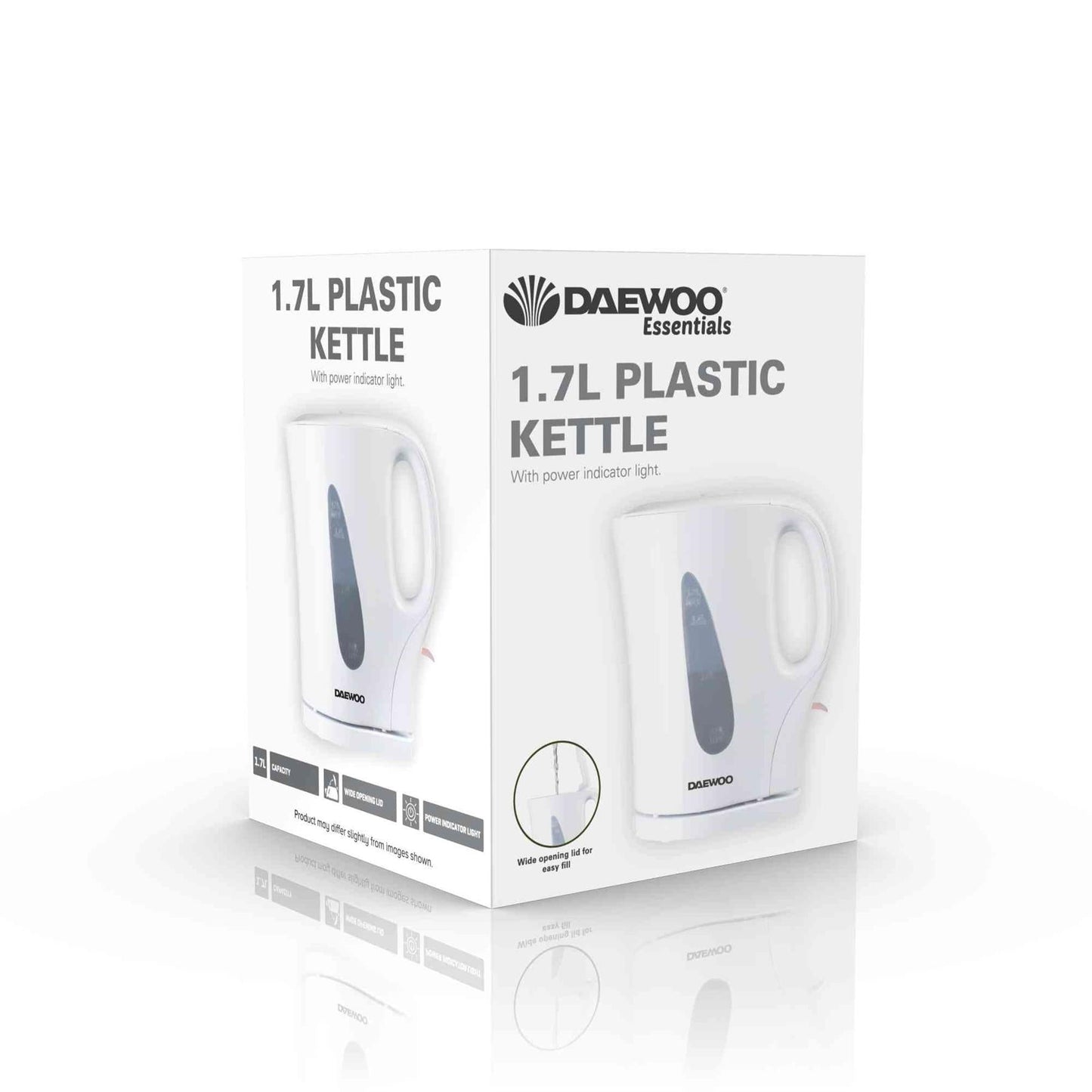 DAEWOO PLASTIC JUG KETTLE 1.7LTR 2200W -WHITE. SDA1567GED \\\KD30769