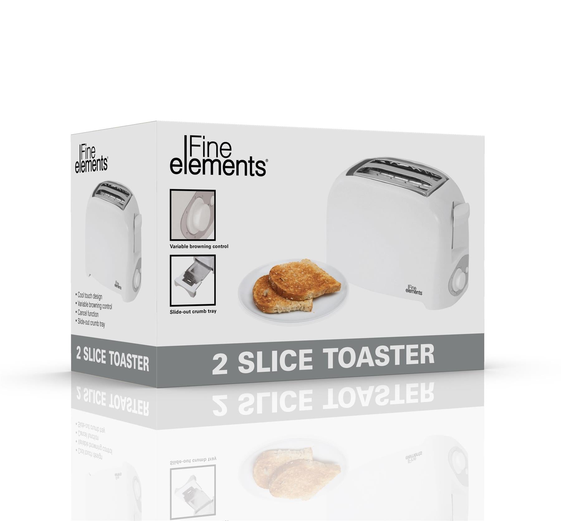 FINE ELEMENT 2 SLICE TOASTER 200W - WHITE. SDA1008DAD \\\KD30771
