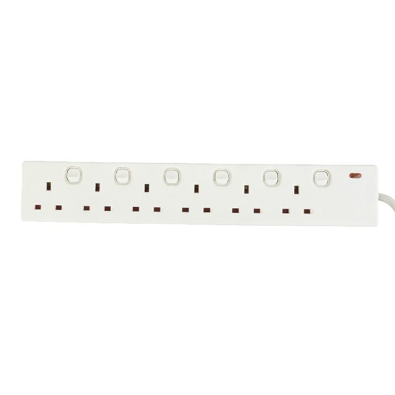 DAEWOO 6 GANG INDIVIDUAL SWITCHED EXTENSION LEAD 13AMP 2MTR. EXT1021GED \\\KD30781