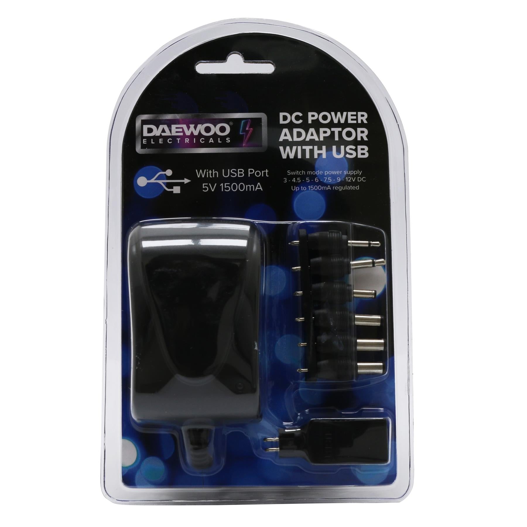 DAEWOO UNIVERSAL MAINS AC/DC PLUG POWER SUPPLY ADAPTER WITH USB PORT 1500MAH. ELA1134GED \\\KD30784