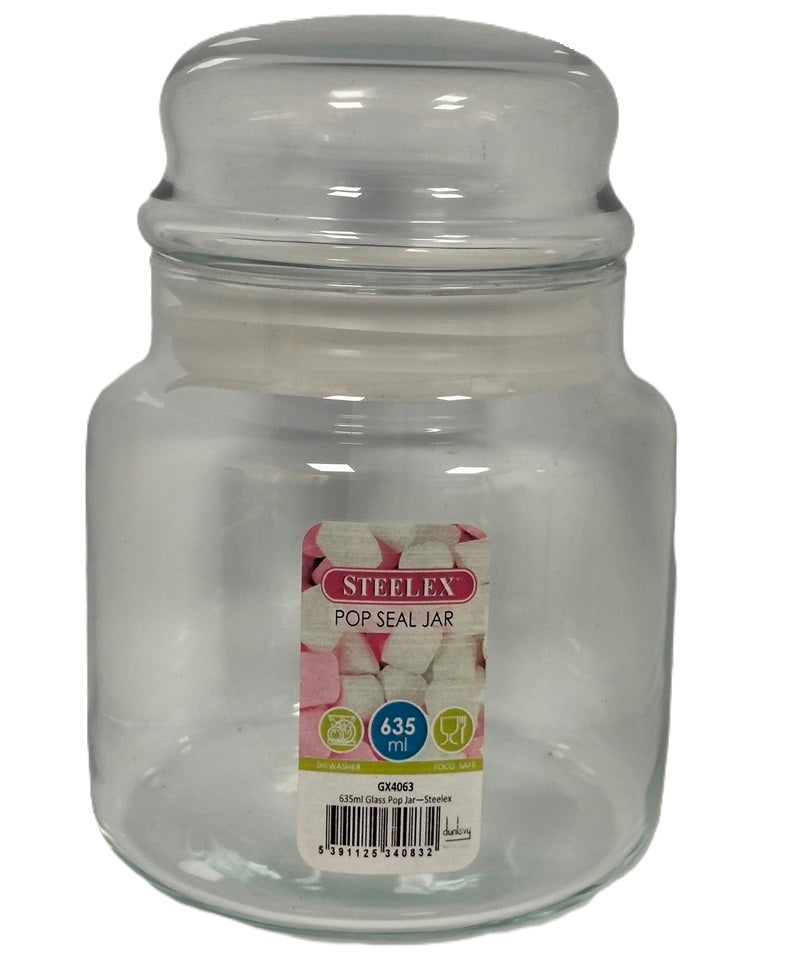 STEELEX POP SEALER STORAGE GLASS JAR 635ML. GX4063 \\\KD30795