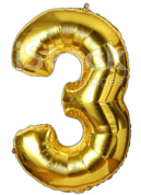 GSD GIANT STANDING FOIL NUMBER 3 BALLOON 86CM - GOLD. GSDKD30805 \\\KD30805