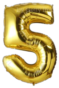 GSD GIANT STANDING FOIL NUMBER 5 BALLOON 86CM - GOLD. GSDKD30807 \\\KD30807