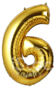 GSD GIANT STANDING FOIL NUMBER 6 BALLOON 86CM - GOLD. GSDKD30808 \\\KD30808
