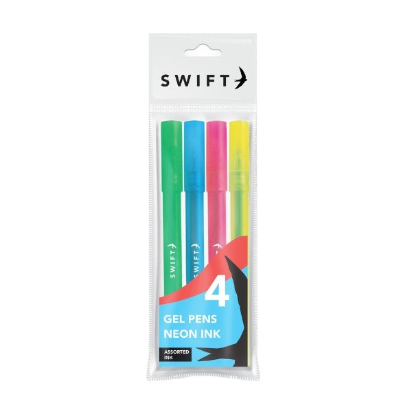 SWIFT ASSORTED NEON INK GEL PENS 4/PK. P3059 \\\KD30829