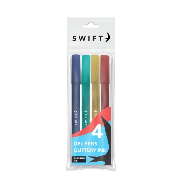 SWIFT ASSORTED GLITTER GEL PENS 4/PK. P3060 \\\KD30830