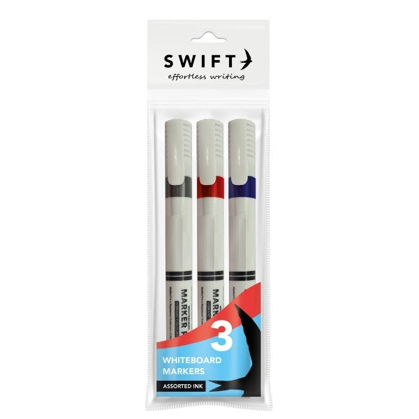 SWIFT ASORTED COLOUR  WHITEBOARD MARKERS 3/PK. P3065 \\\KD30833