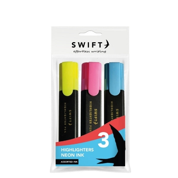 SWIFT NEON COLOUR HIGHLIGHTERS 3/PK. P3063 \\\KD30834
