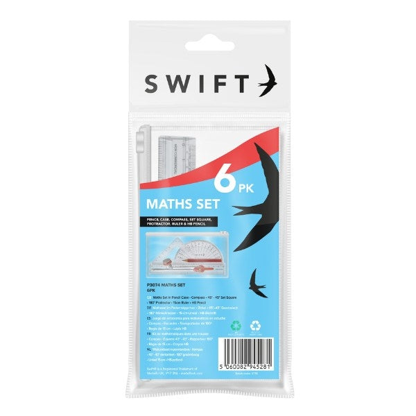 SWIFT MATHS SET & PENCIL CASE 6/PK. P3074 \\\KD30845