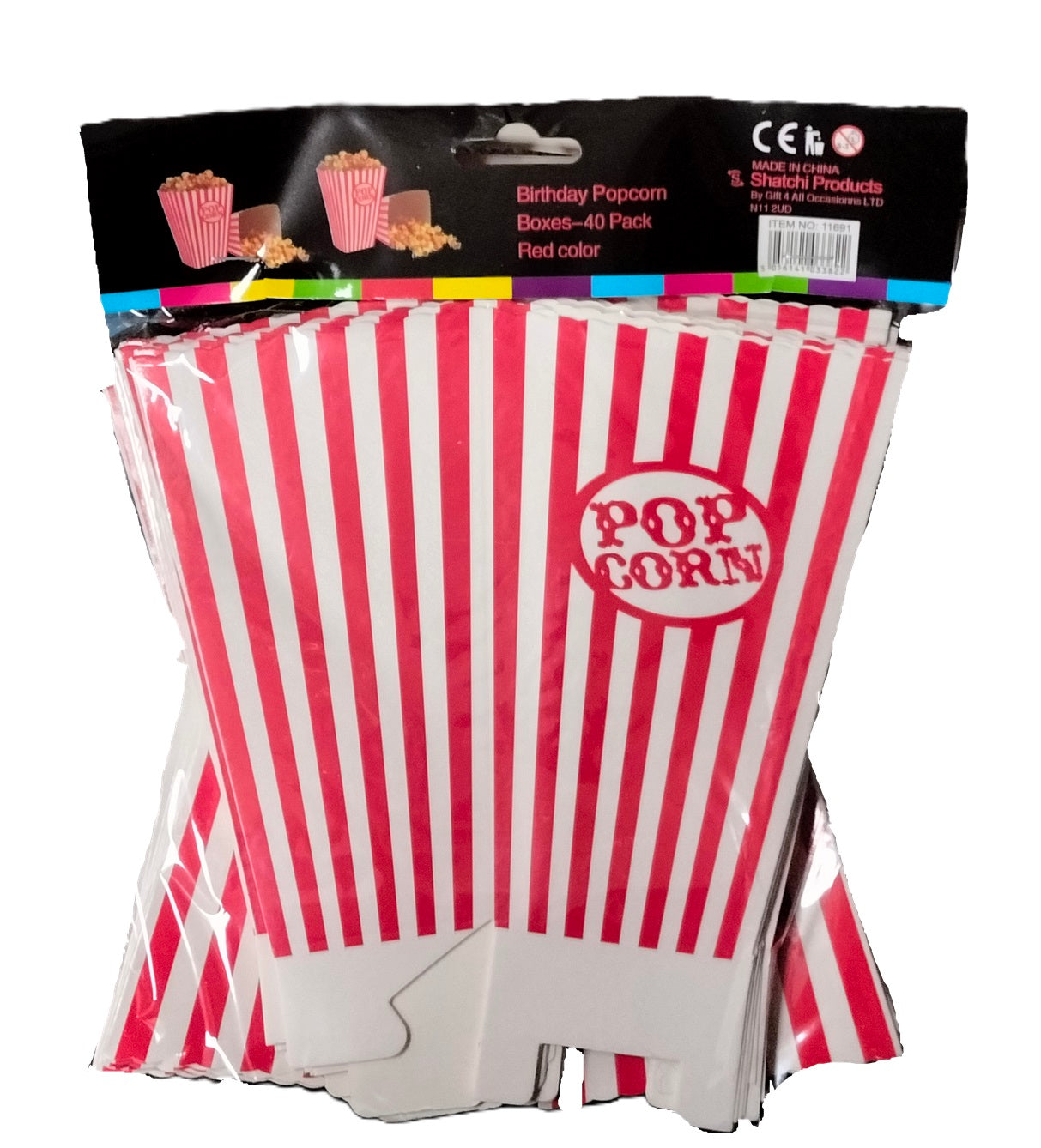 RED WHITE BIRTHDAY PARTY POPCORN BOXES 40/PK. 116911-CO \\\KD30870