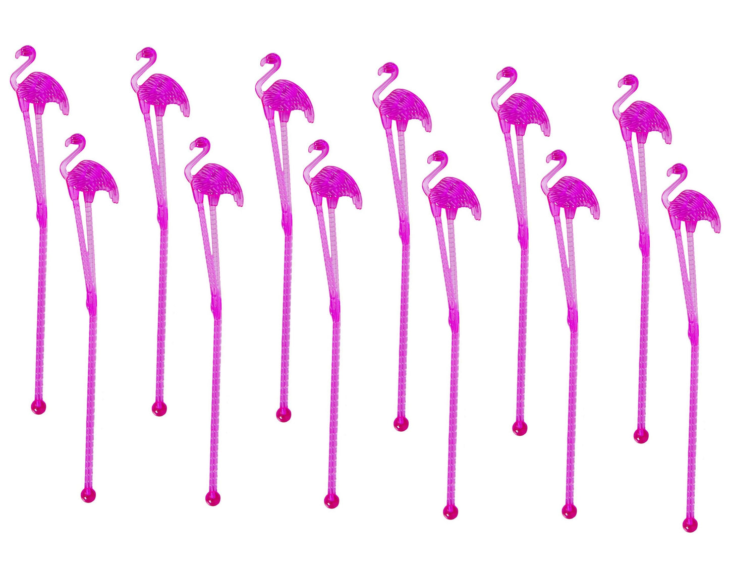 TROPICAL FLAMINGO COCKTAIL STIRRER LONG PLASTIC DRINK JUICE MIXER STICKS 20CM 12/PK. 110500-CO \\\KD30871