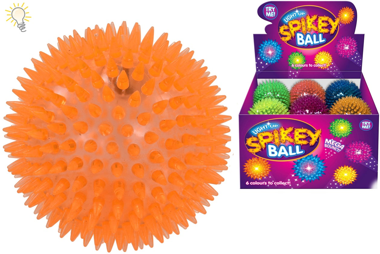 ASSORTED COLOUR SPIKEY BOUNCING BALL WITH LIGHT AND SQUEEKER. TY1341 \\\KD30888
