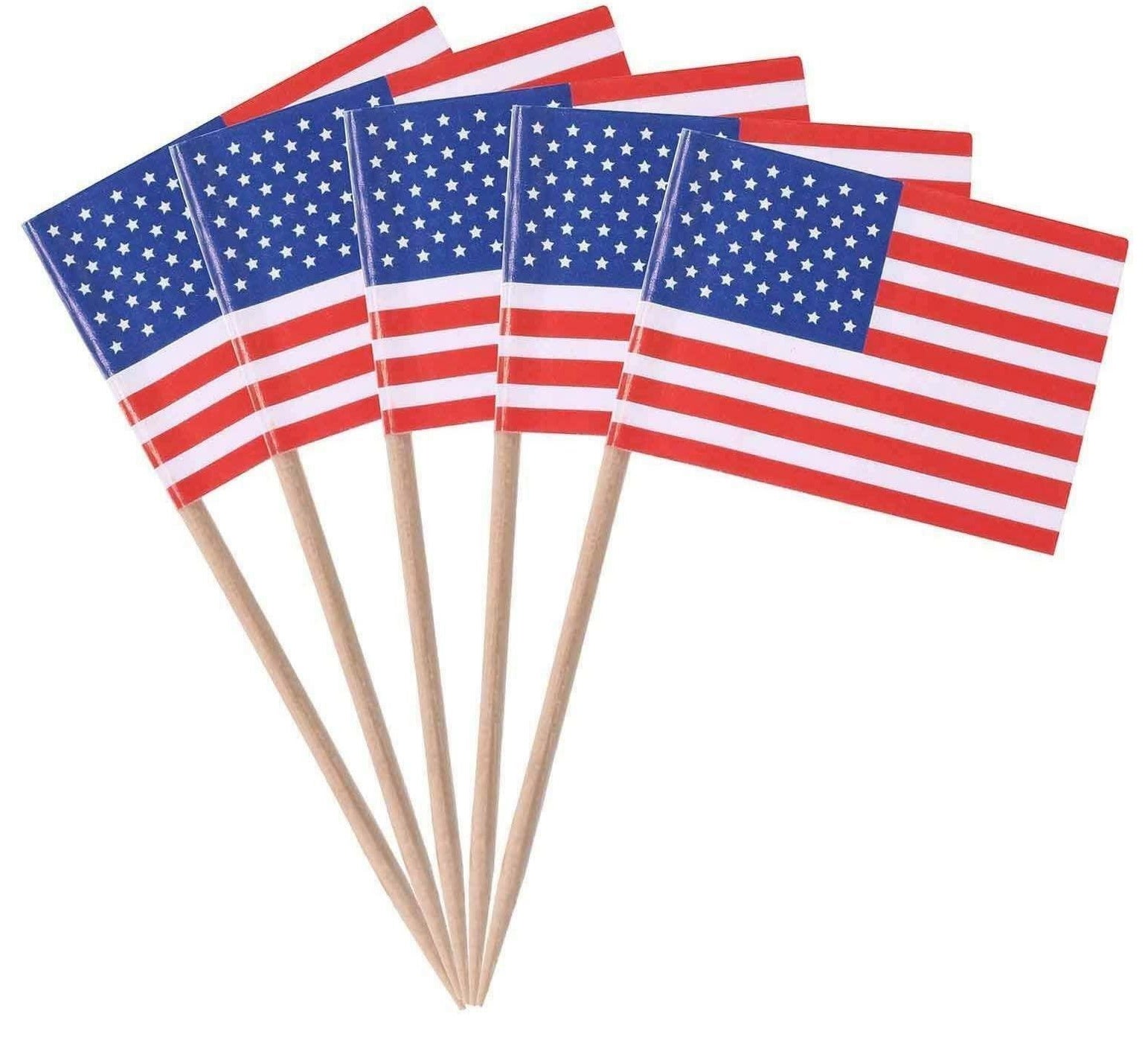 50 USA AMERICA FLAG TOOTHPICK COCKTAIL STICKS. 116281-CO \\\KD30889