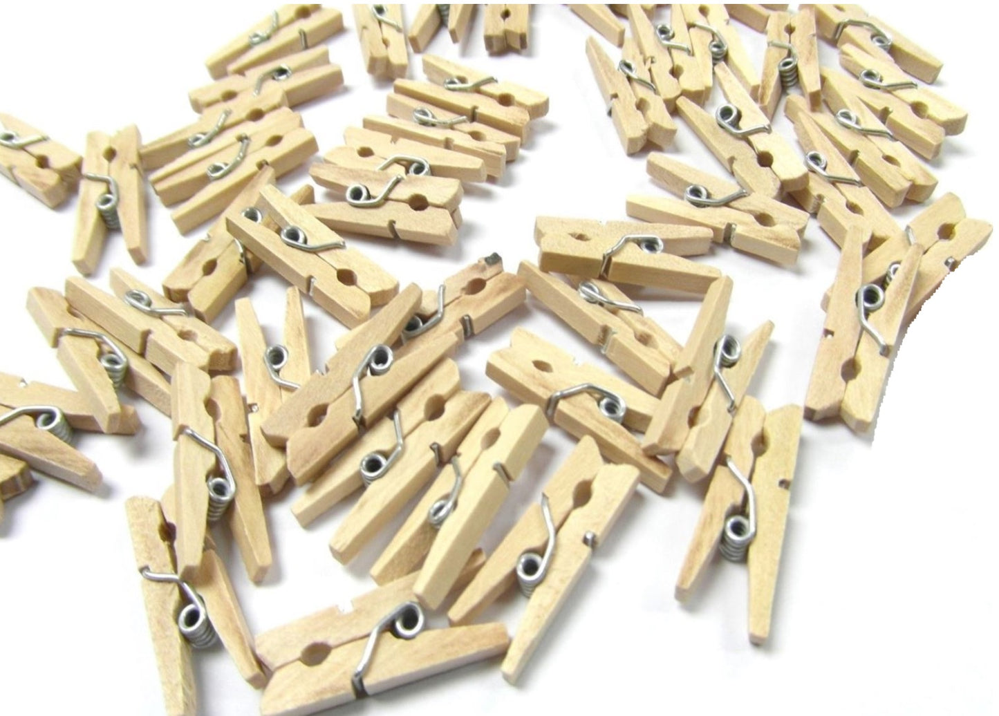 100 MINI NATURAL WOODEN PEGS CLOTH CRAFTS CARDS HANGING PHOTO CLIPS DECOR 25MM. 116191-CO \\\KD30891