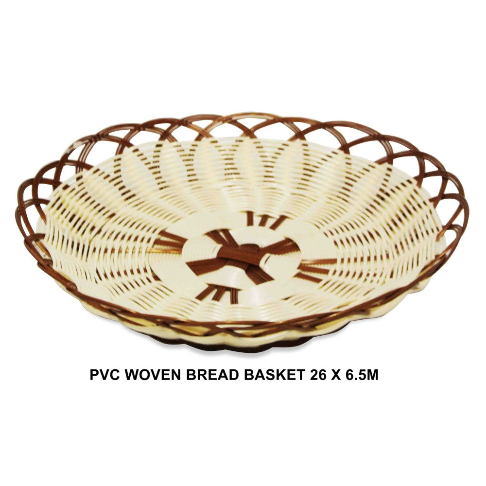 ROUND PVC WOOVEN WICKER BREAD BASKET 26X6.5CM. 34042 \\\KD30914